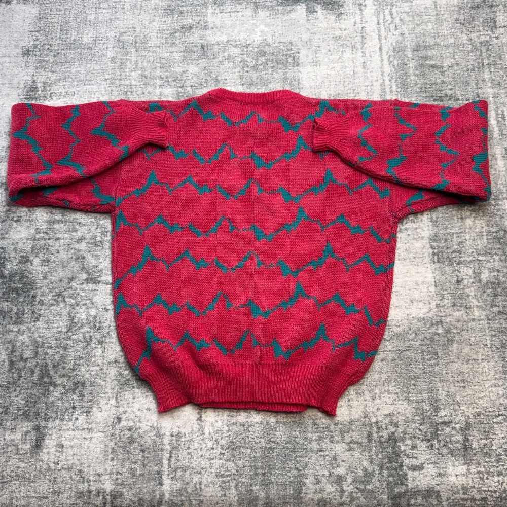 VTG Saturdays Generation Sweater Adult Large Berry Zig Zag Geometric Apres Ski - Picture 6 of 9